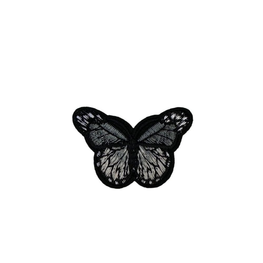 Small Silver Grey Butterfly Embroidered Patch